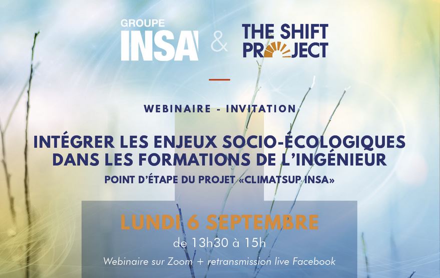 Webinaire du Groupe INSA The Shift Project point d étape sur le projet ClimatSup INSA le